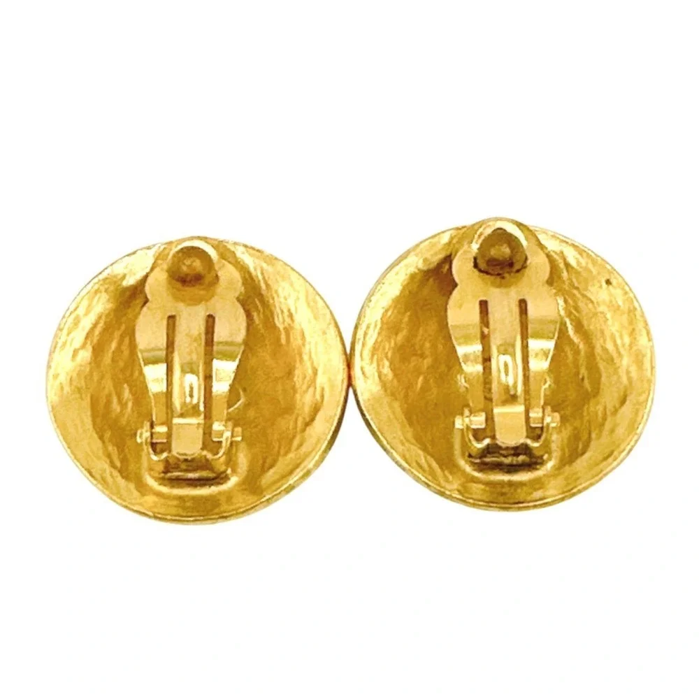 CHANEL Gold Logo Earrings